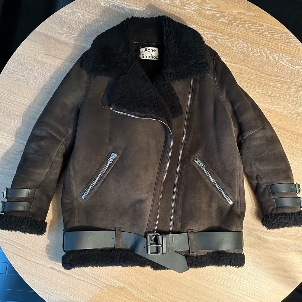 Acne Studios black shearling aviator jacket